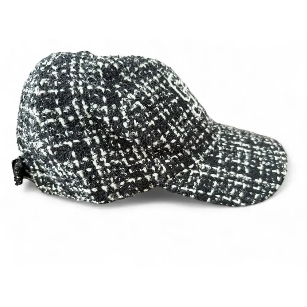 Saint Laurent YSL Tweed Wool Blend Logo Baseball Cap 56 Small